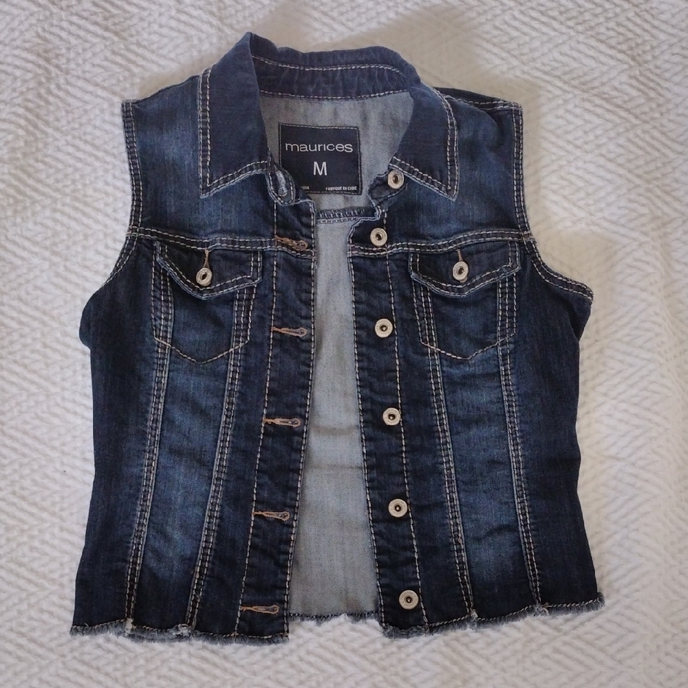 Maurices Dark Blue Denim Vest